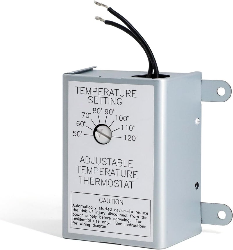 Aibabcue Attic Fan Thermostat Control for Power Attic Ventilators and Exhaust Fans, 120V Adjustable Thermostat Switch Replace 58033 Single Speed Precise Temperature Controller - Image 1